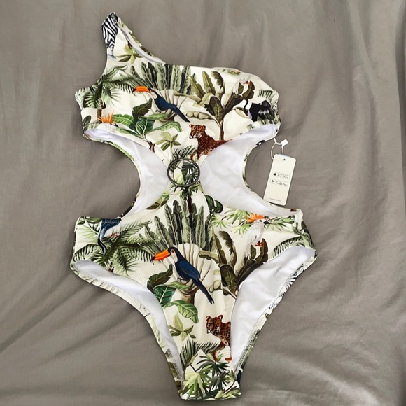 Animal Print Cutout One Piece Swimsuit - Picture 1 of 3